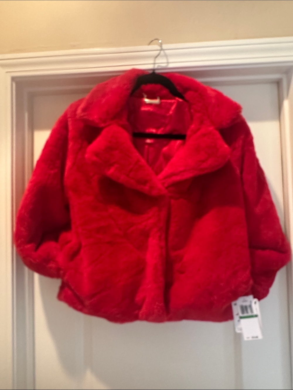 Jou Jou Bright Red Plush Teddy Coat for Kids